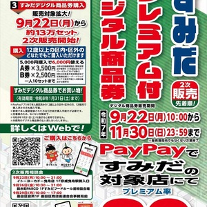 PayPay×墨田区プレミアム付デジタル商品券2次販売