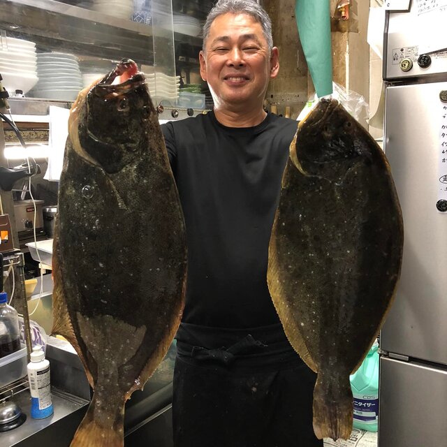 釣り好き板長が大きな平目を釣って来ました♪